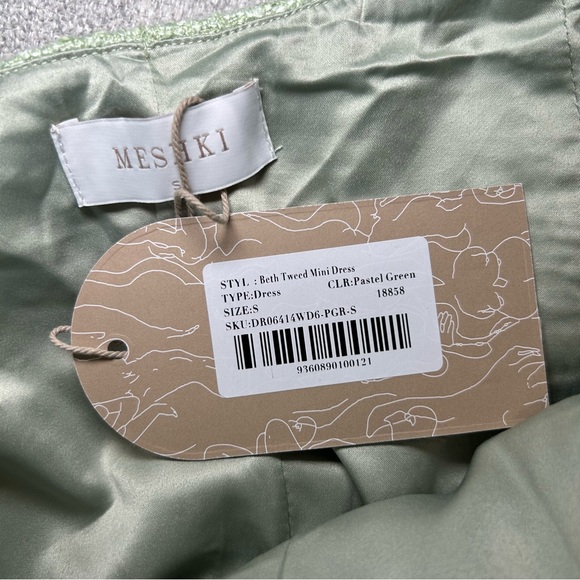 NWT Meshki Beth Tweed Mini Dress Pastel Green Size Small - Picture 8 of 10